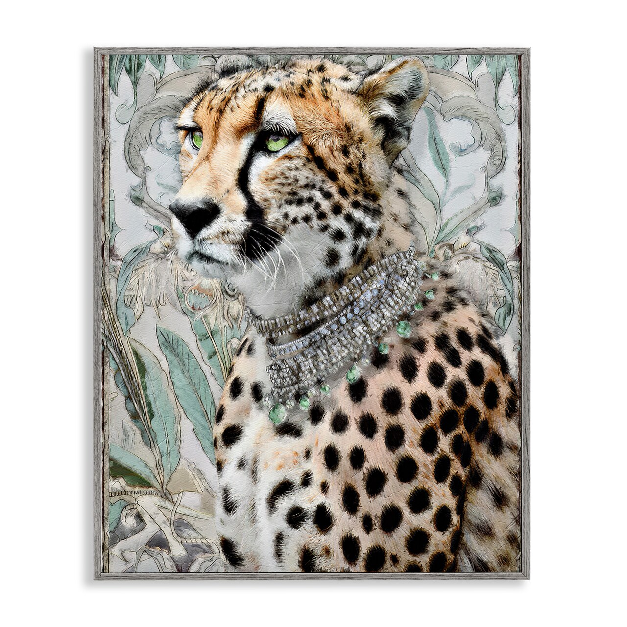 Stupell Industries Nouveau Style Cheetah with Necklace Framed Giclee By Annabelle Hall